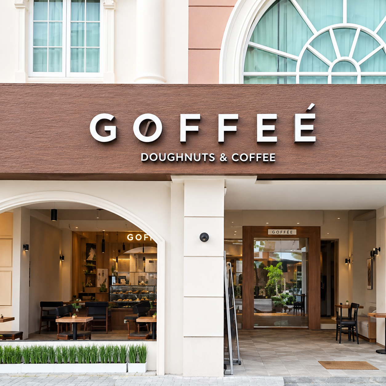 Fasad Kafe Goffée yang Elegan
